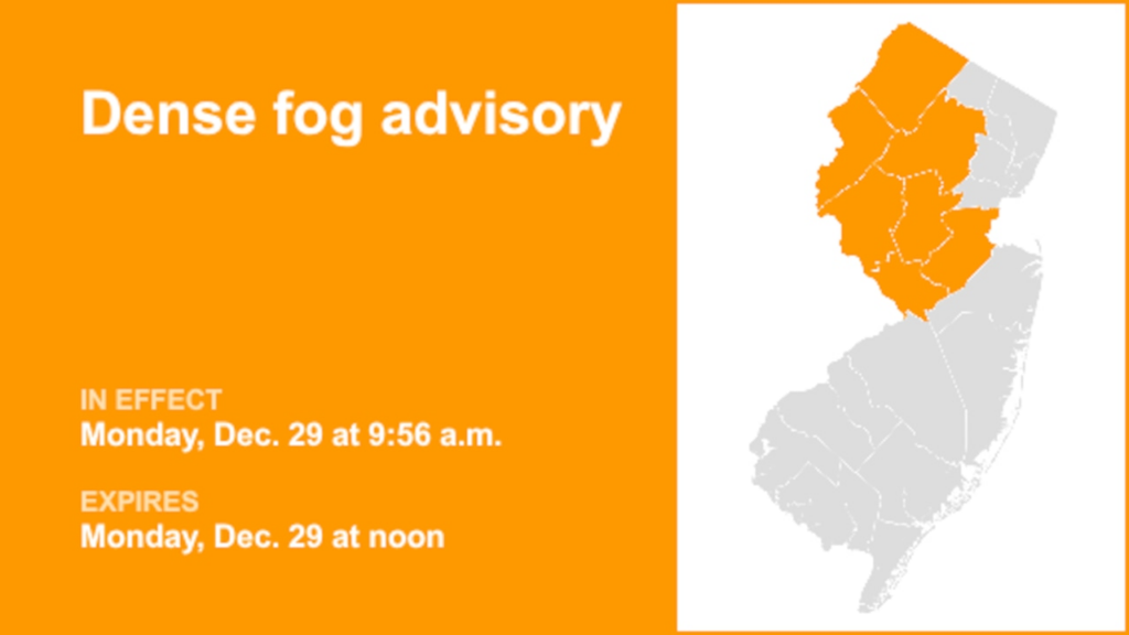 Dense fog advisory for 7 N.J. counties until Monday midday – dangerous driving conditions