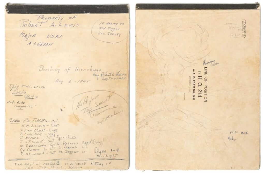 Enola Gay pilot’s combat notebook is for sale