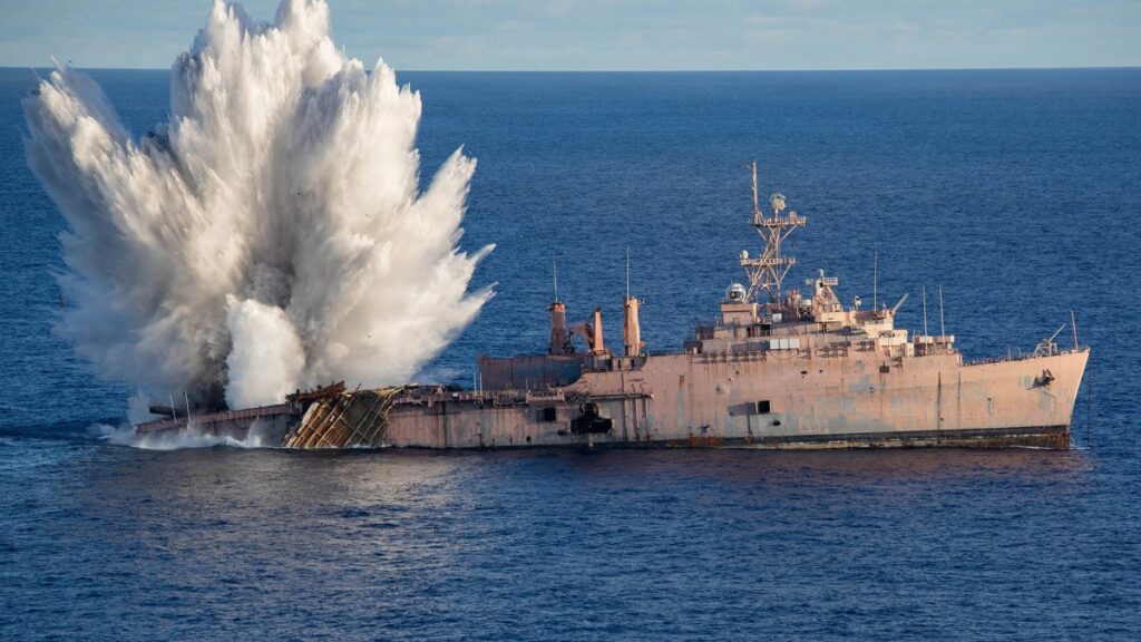 This is the moment the Navy's USS Juneau was sunk for training