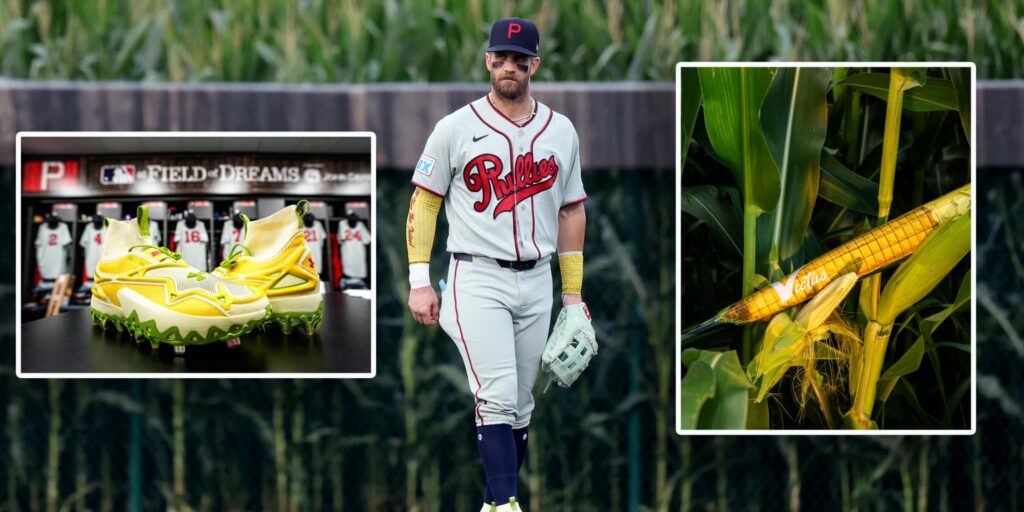 Bryce Harper decked out in corn for Field of Dreams Game