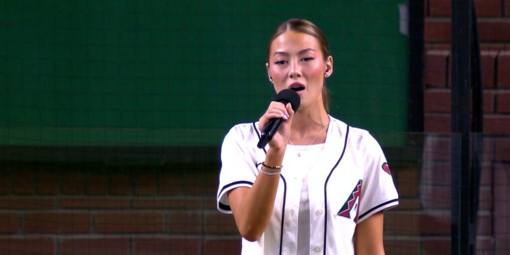 Corbin Carroll's girlfriend, Emma Broyles, sings national anthem