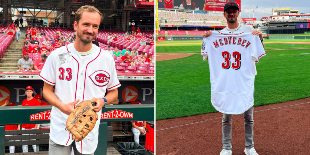 Daniil Medvedev throws out first pitch at Reds game
