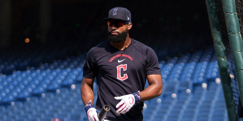 Jo Adell nearing Guardians return after left knee injury Jo Adell nearing Guardians return after left knee injury