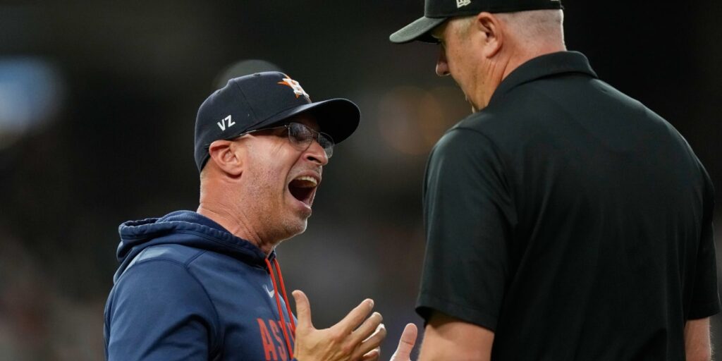 Joe Espada ejected after Mike Trout hit-by-pitch