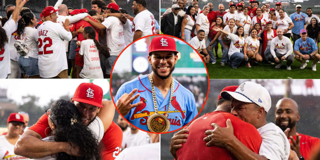 Joshua Báez celebrates MLB debut with family at Wrigley Field