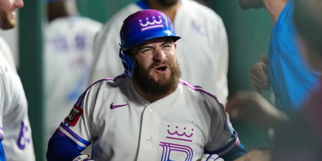 Kyle Isbel homers with Buzz Lightyear bat for Players’ Weekend Kyle Isbel homers with Buzz Lightyear bat for Players' Weekend