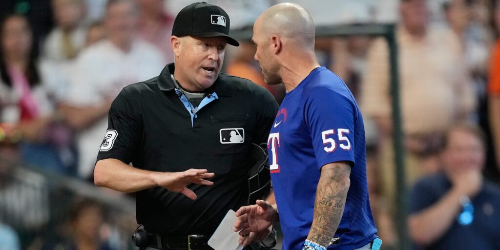 Skip Schumaker ejected for first time with Rangers