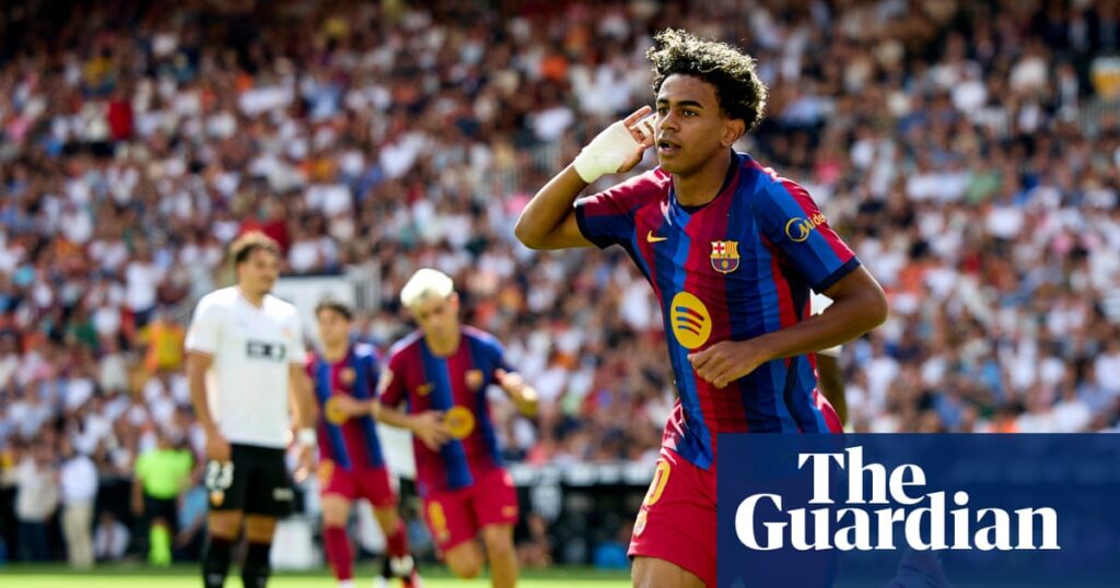 European football: Lamine Yamal’s double powers Barcelona to rout of Valencia | European club football
