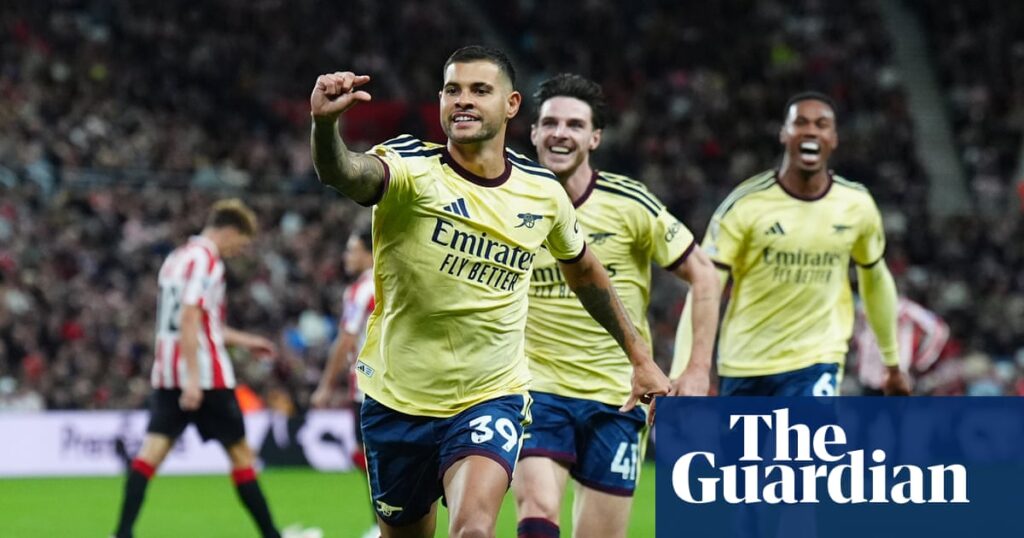 Guimarães and Saka fire Arsenal to win at Sunderland after Raya spot-kick save | Premier League