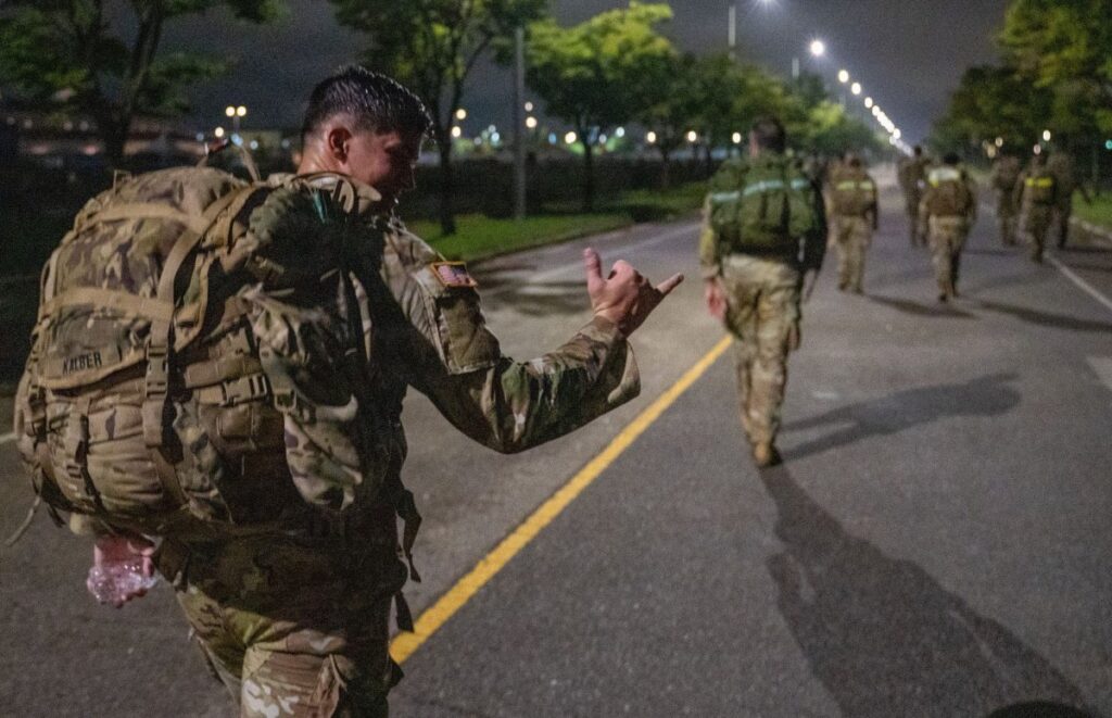 Thousands of U.S. soldiers joined an overnight Danish ruck march