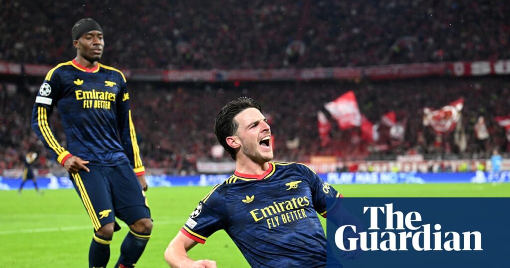 Arsenal’s Declan Rice strikes late to deny Bayern Munich after Harry Kane penalty | Champions League