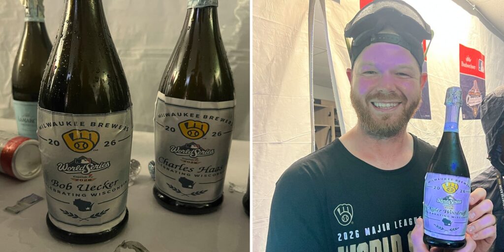 Brewers dedicate celebratory champagne bottles to player families, Bob Uecker