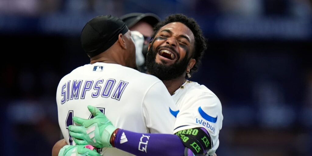 How many Chandler Simpson bunt singles fit in 1 Junior Caminero home run trot?