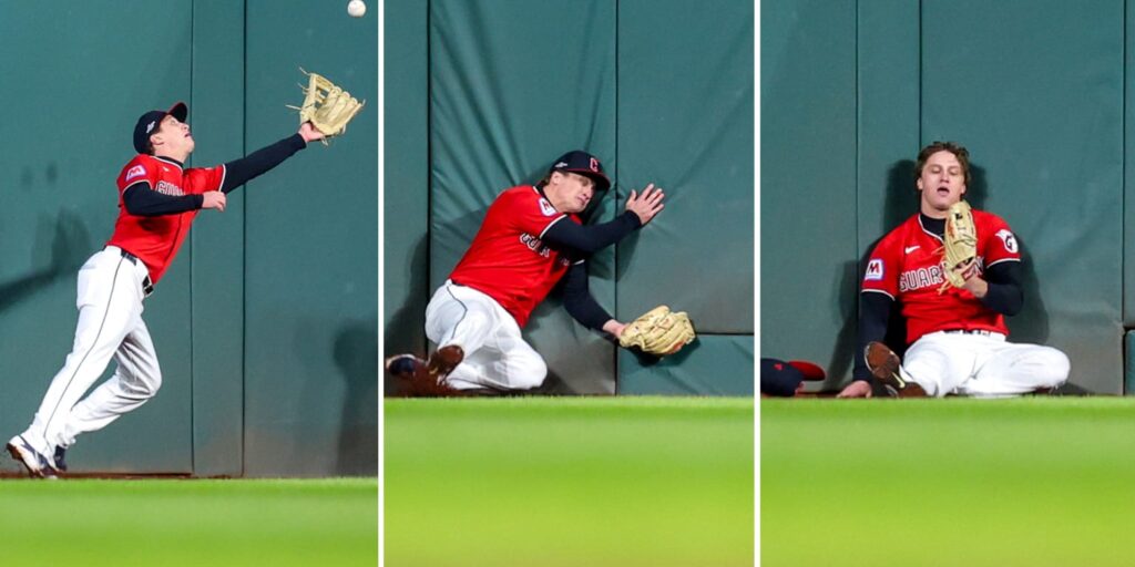 Petey Halpin makes crazy catch in Guardians' ALCS Game 4 loss to Rays