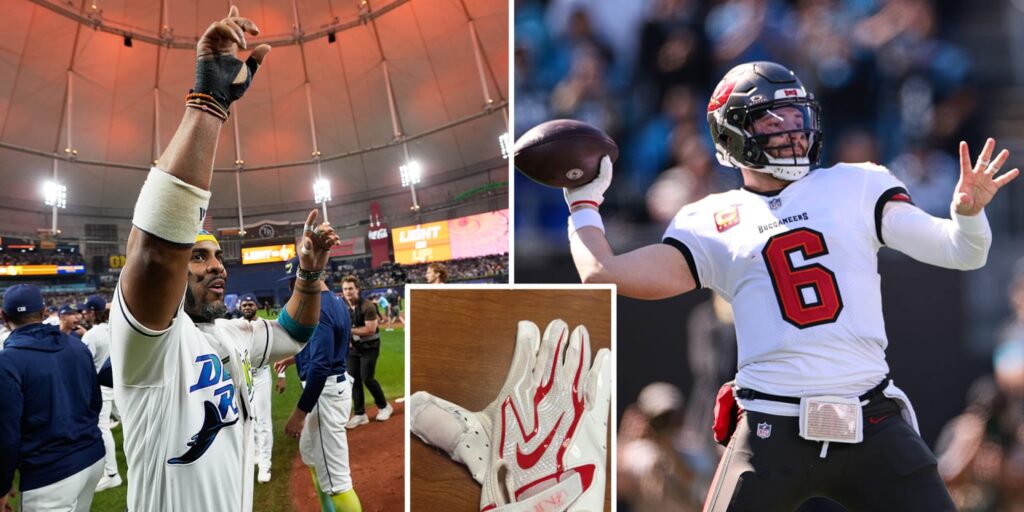 Rays make special glove for Buccaneers quarterback Baker Mayfield