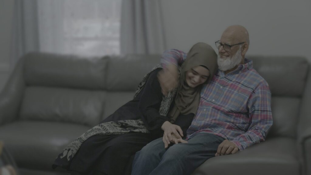 Sabih Mir of Woodbridge hugs his daughter, Sana, in "The Good Life"